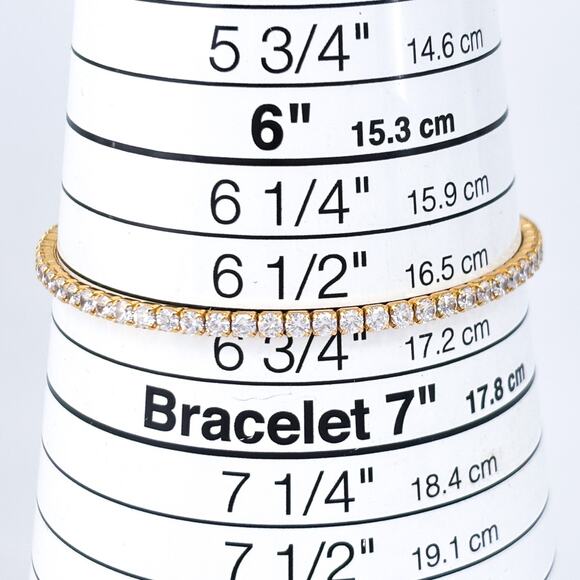 BaubleBar 925 Sterling Silver Gold Tone Tennis Bracelet | Cubic Zirconia | 6.75" - Picture 5 of 7